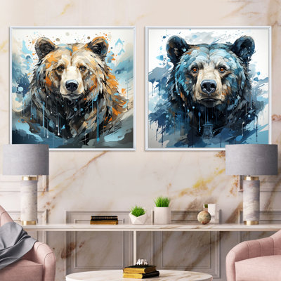 Représentation abstraite d'un mouvement d'ours - ensemble de 2 animaux