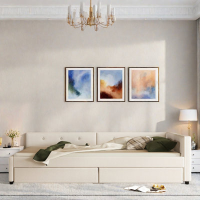 Upholstered Platform Bed With Usb Ports And 2 Drawers