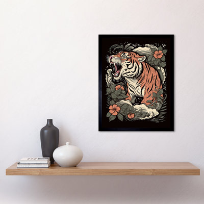 Aichele Roaring Tiger Old School USA Tattoo Ink Body Art Americana 50s - Single Picture Frame Print