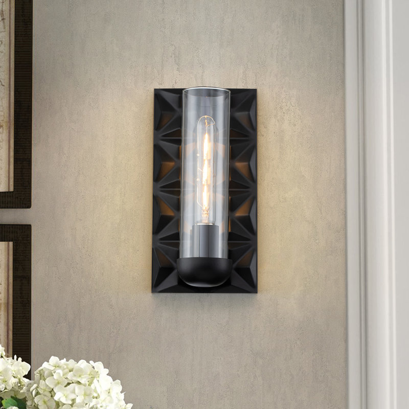 Alpha Iron Metal Armed Wall Sconce, Matte Black