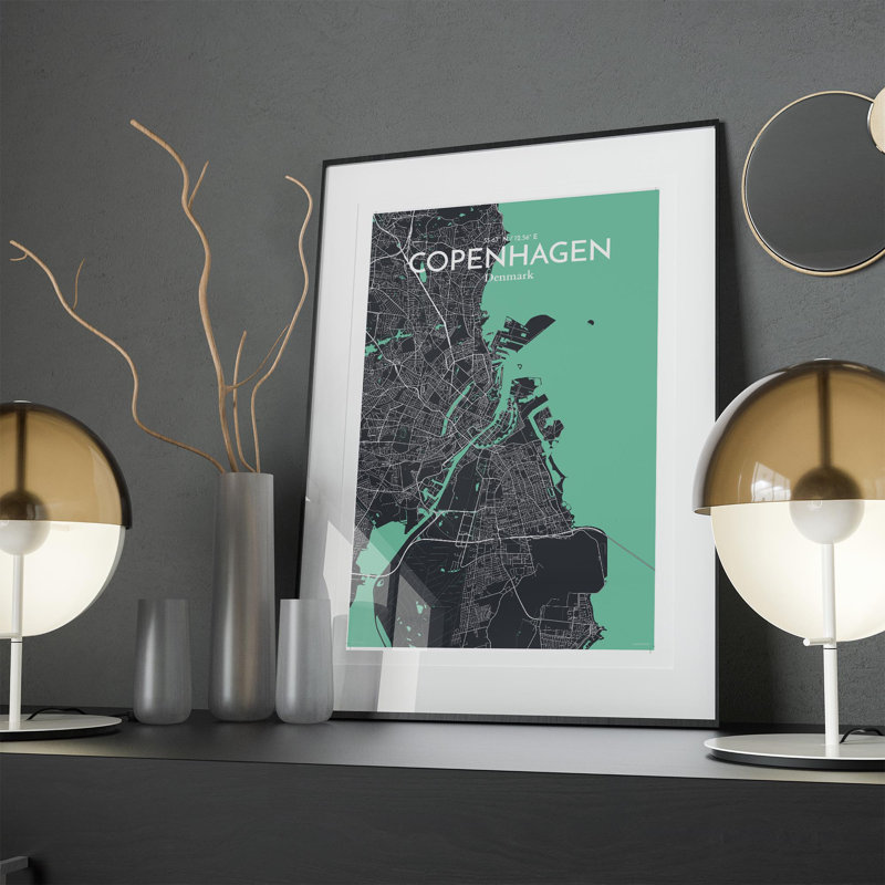 Copenhagen City Map in Dream 1 Piece Wall Art, 17cm H x 11cm W x 0.05cm D