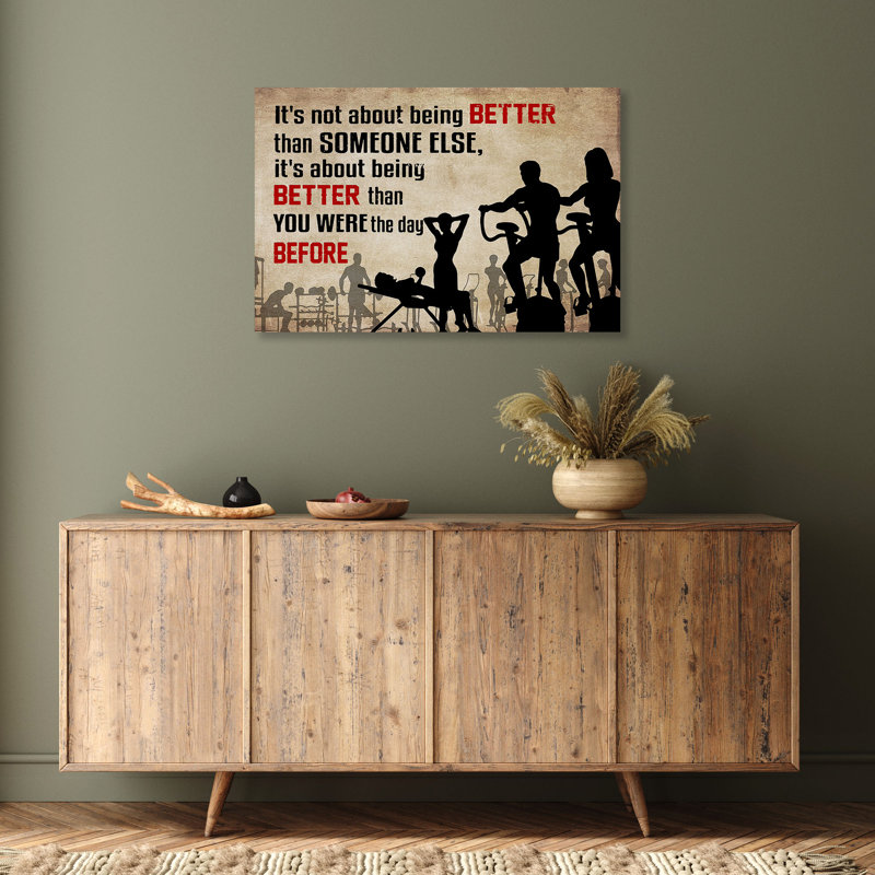 People Doing Gym - It's Not About Being Better Than Someone Else - 1 Piece Rectangle Graphic Art Print On Wrapped Canvas