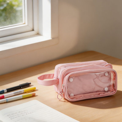 Transparent Large Capacity Pencil CaseMinimalist CClear Pen Pouch Portable Slim Stationery BagUniqueStorage Organizer For School Of