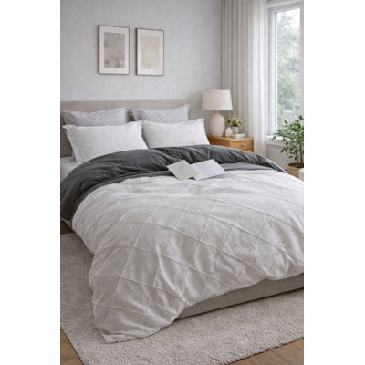  Ensemble de housse de couette très texturé 100% coton - 3 pièces très grand (comprend: 1 housse de couette de 118 po x 97 po et deux taies décoratives de 20 po x 36 po)