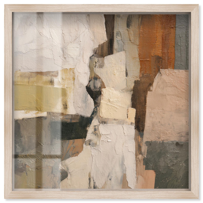 Art mural bohème Fissured Field I Shadowbox par Art Remedy, cadre blond, 21 x 21, H 21 po x l 21 po, Cadre blond