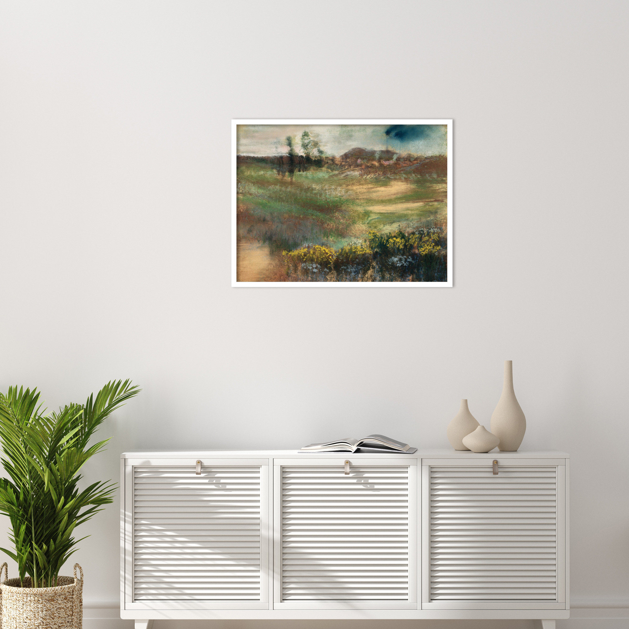 Edgar Degas's Landscape With Smokestacks 1890 by The Art Institute Of Chicago, White Framed, 25" H x 33" W