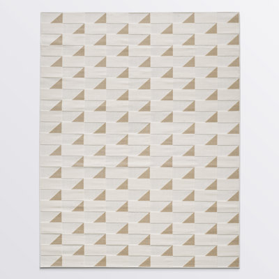 Tapis à motif géométrique moderne / minimaliste à carreaux crème / beige / brun pour salon, chambre à coucher, patio, terrasse
