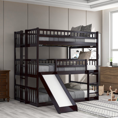Metal Bunk Bed Set With Trundle, Contemporary Style, Iron Frame