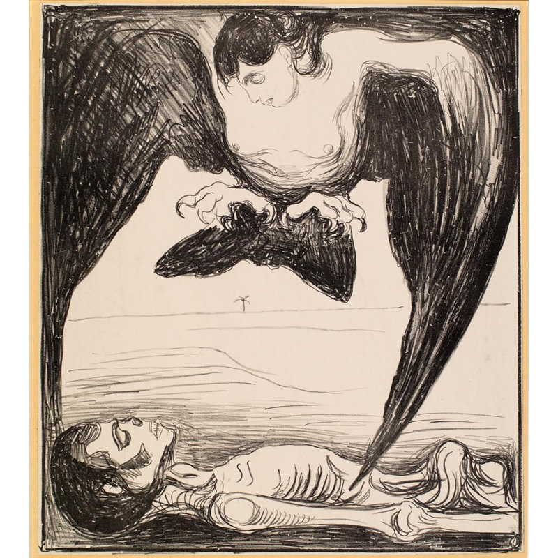"Harpy" par Edvard Munch - Art sur toile tendue avec châssis, H 24 po x l 17 po