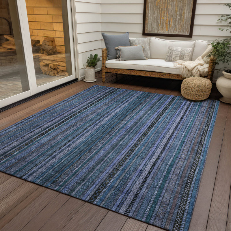 Tapis intérieur / extérieur bleu Velatrix, 8' x 10'
