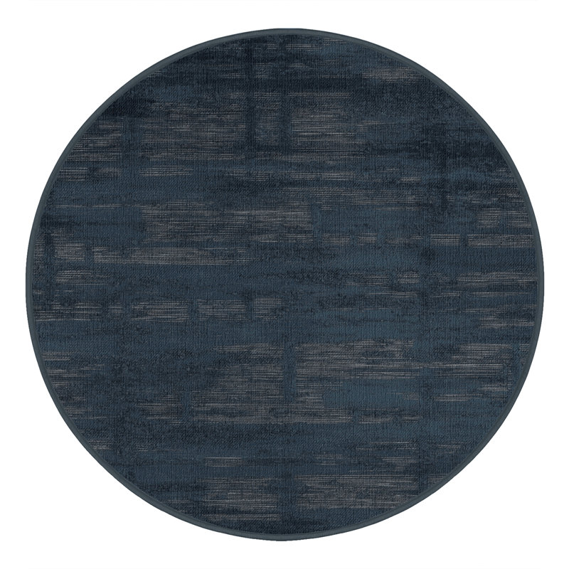 Machine Washable Abstract Grey Area Rug, Round 4'