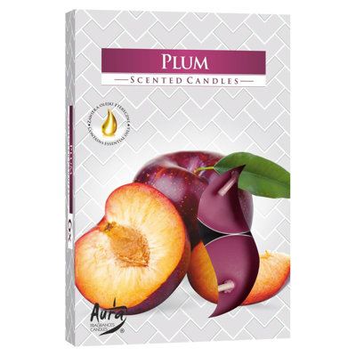 Plum Scented Tealight Candle with Glass Holder