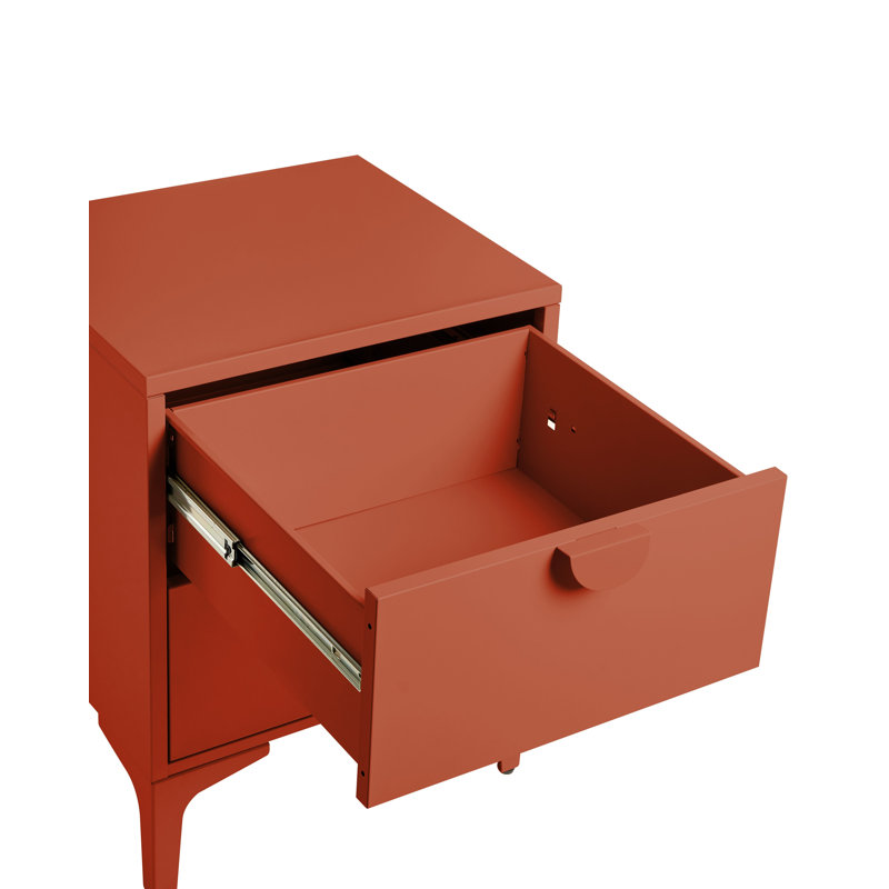 Andreita 45cm W Steel Bedside Table, Brown