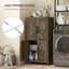 Armoire de rangement de plancher de salle de bain, armoire de salle de bain de ferme avec 4 portes et tablette réglable, brun-780316479