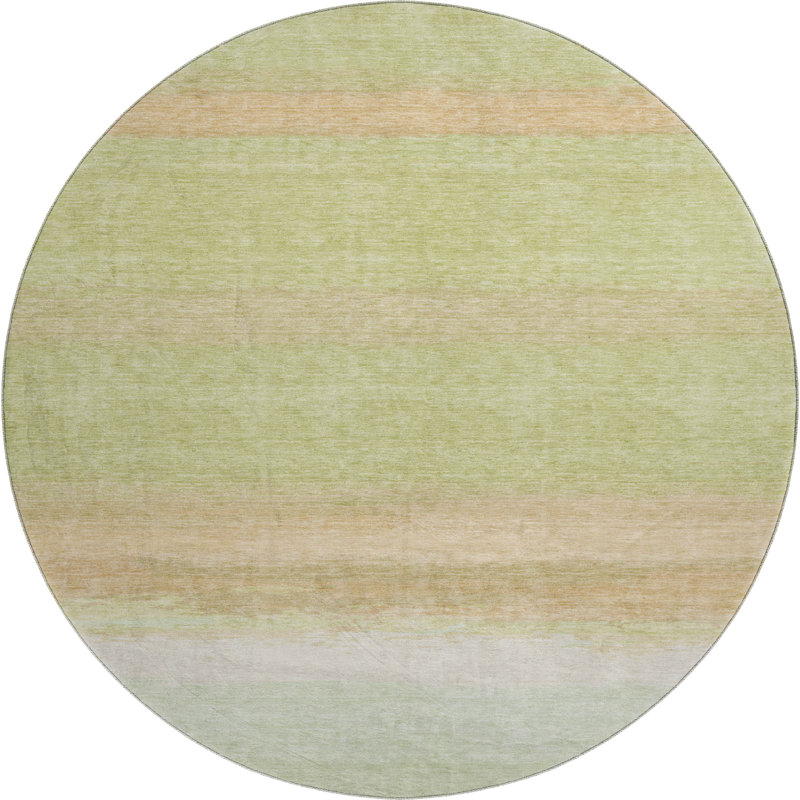 Premium Machine Washable Alijah AMF1272 Stripes Rug, Round 8'