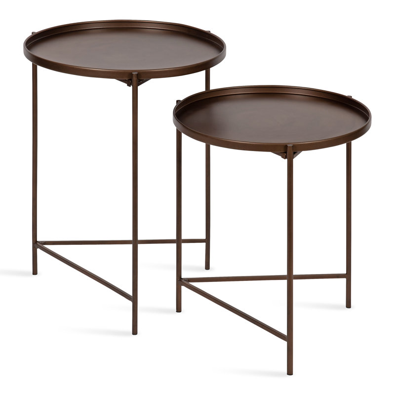 Gwynn Tray Top Nesting Tables End Table, Bronze Top/Bronze Base