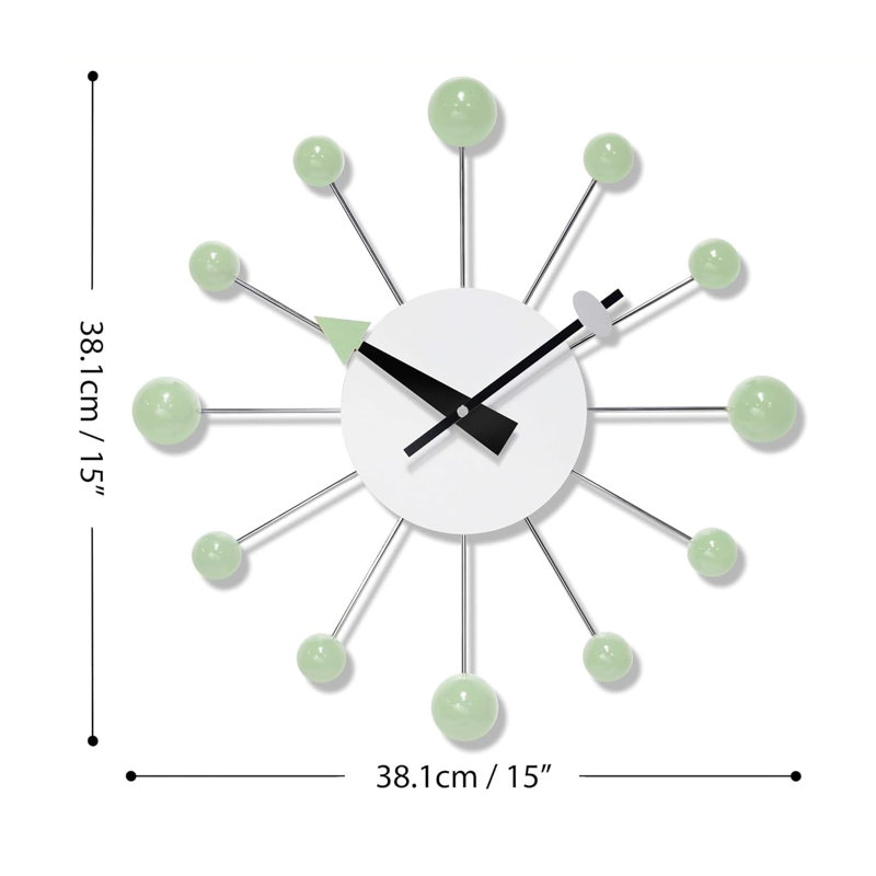 Metal Wall Clock, Mint Green