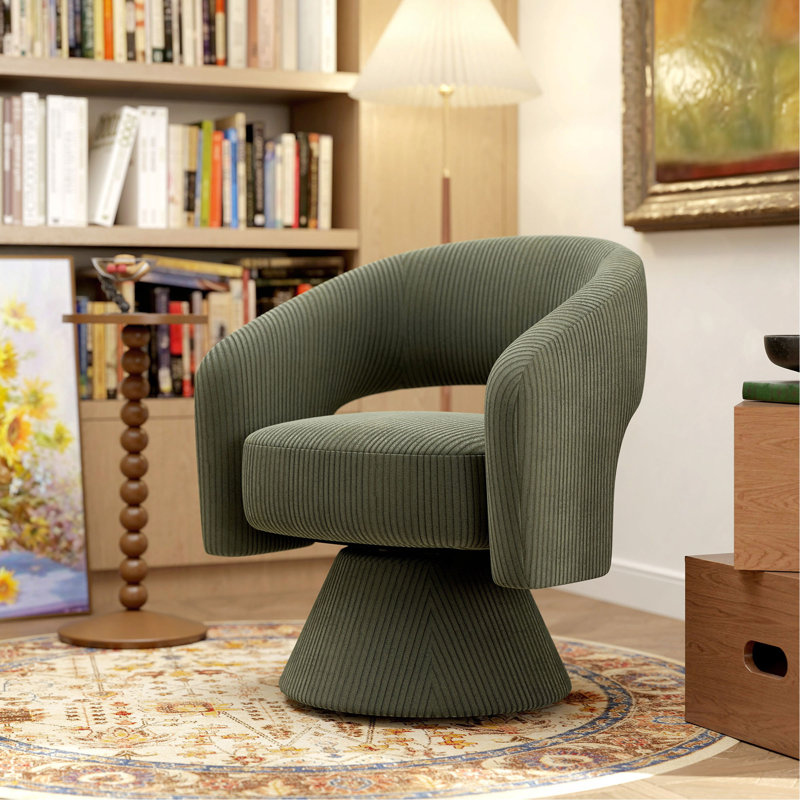 Fauteuil d'appoint pivotant, chaise de salon rembourrée moderne avec rembourrage épais pour la lecture, vert
