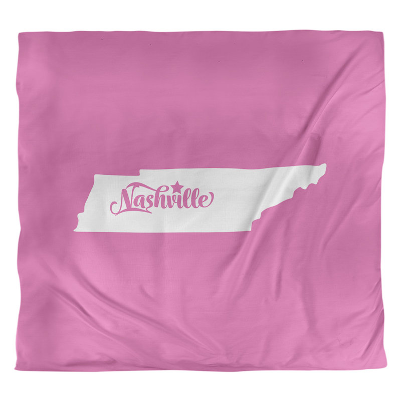 Housse de couette réversible simple Nashville Tennessee, Housse de couette pour très grand lit, Rose, Microfibre