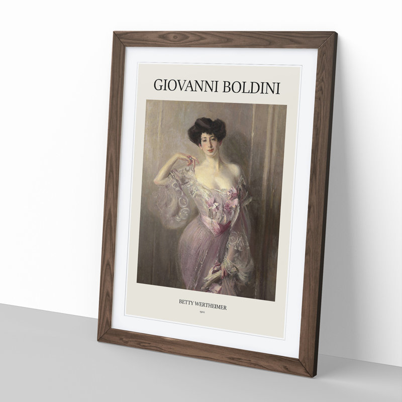Portrait of Betty Wertheimer Print by Giovanni Boldini - Picture Frame Painting, 36cm H x 27cm W x 2cm D, Walnut Framed