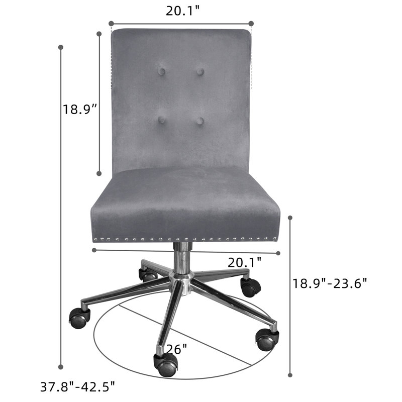 Fauteuil de bureau en velours, Gris