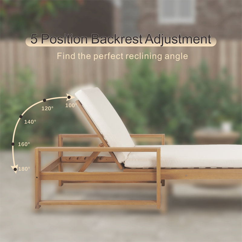 Chaise longue d'extérieur en acacia (ensemble de 2), Teck clair