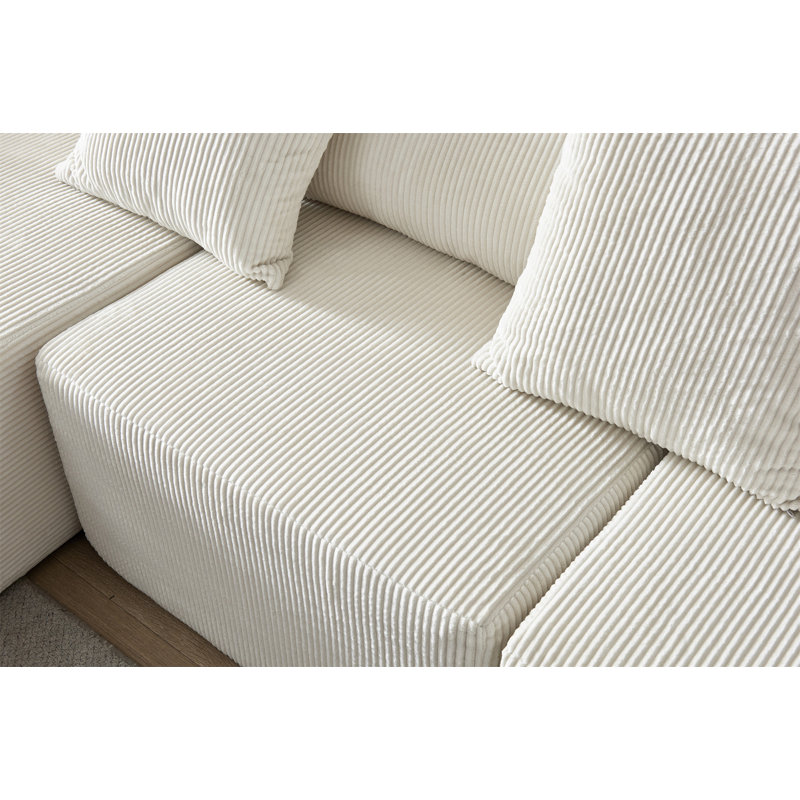 Canapé modulaire en mousse 108,3 po, Velours côtelé beige