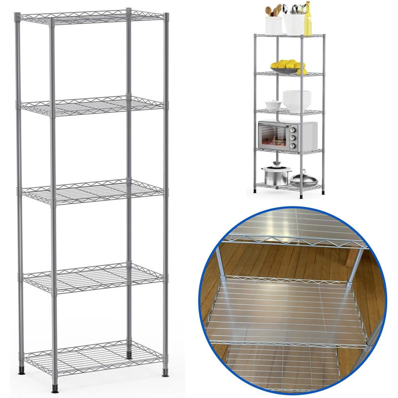 5 Tier Metal Wire Storage Organizer Rack, Shelving Unit