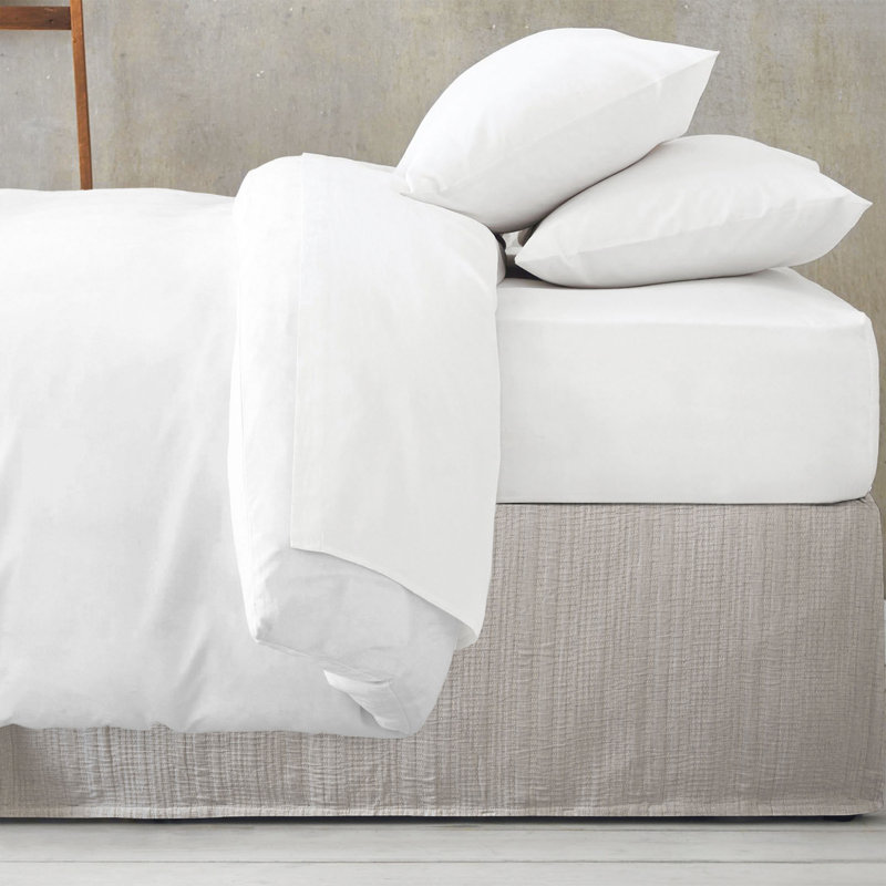 Natural Melange Twin Cotton Linen Split Corner Bed Skirt
