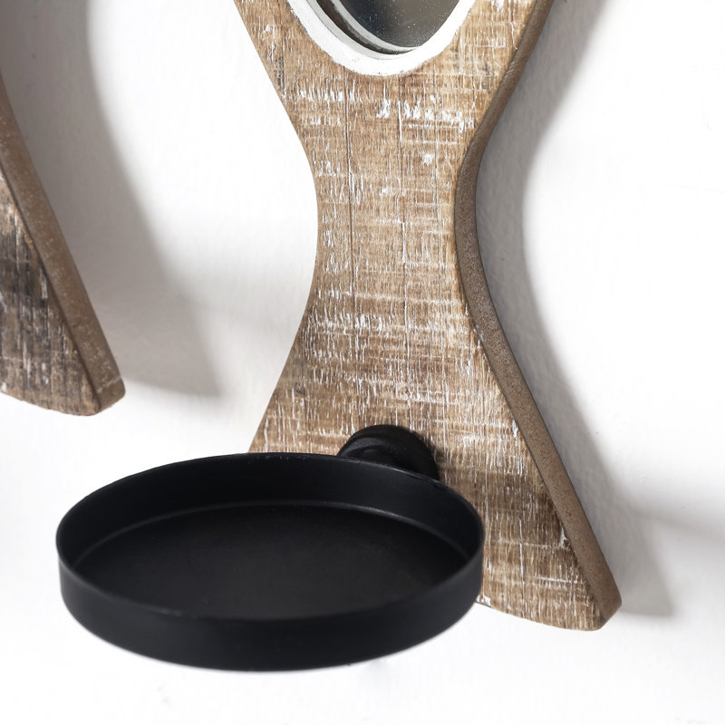3 Piece Wood Wall Wall Sconce Set with Candle Included