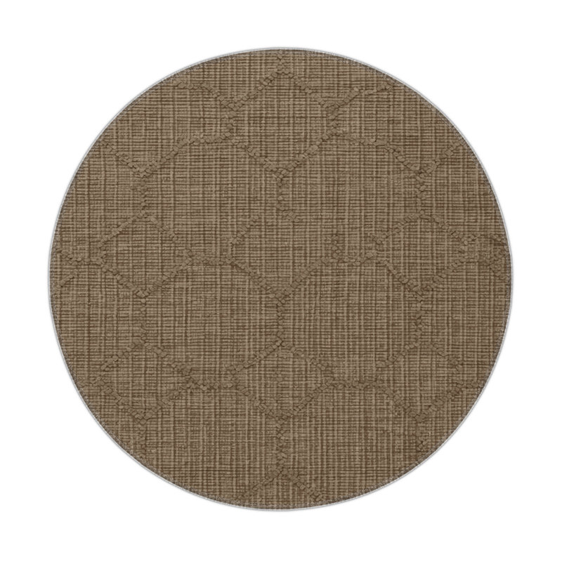 Trellis Brown Indoor and Outdoor Area Rug, Round 5'