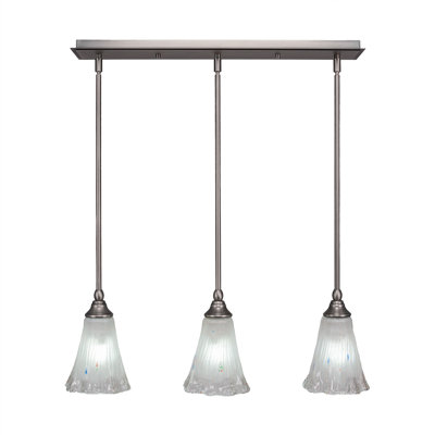 Luminaire suspendu linéaire à 3 lumières suspendu avec tige en verre givré 5,5 po