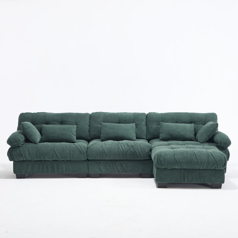 Spacious Deep Seat Sectionals, Wood Frame Modern L Shaped Sofa For Home