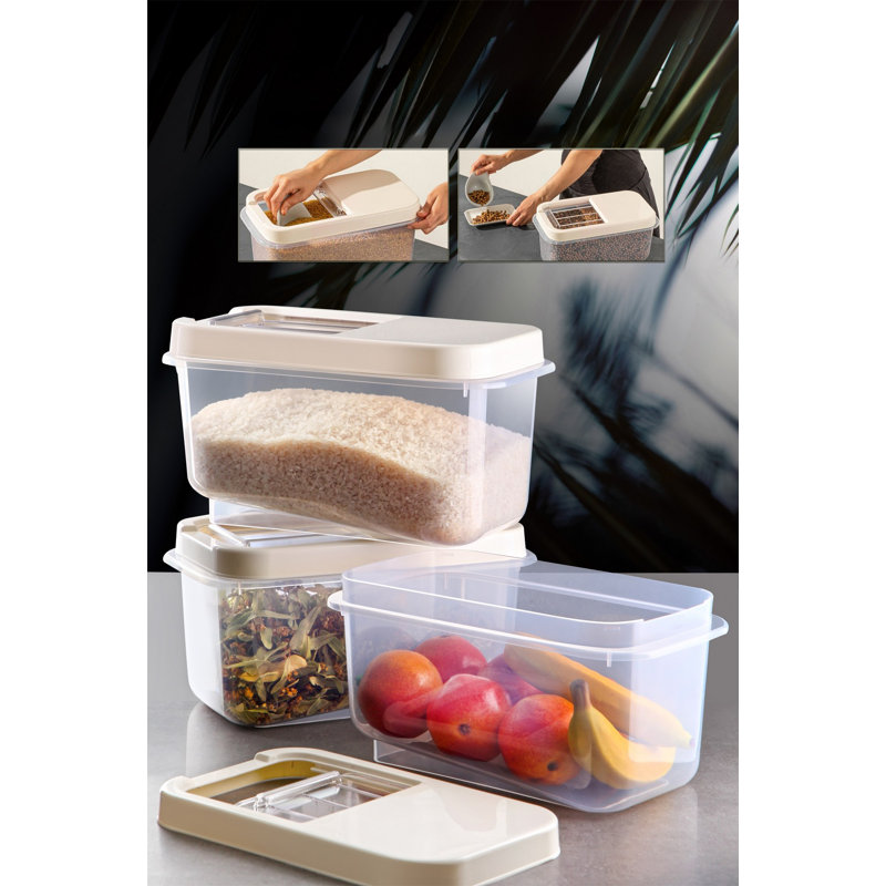 Set of 3 Cream Storage Boxes, 13.6 x 7.5 x 6.9 Inches | 100% BPA-Free Plastic, Dishwasher-Safe | Ideal for Organizing Kitchen, Bathroom, and Office | Durable, Lightweight, and Versatile Design