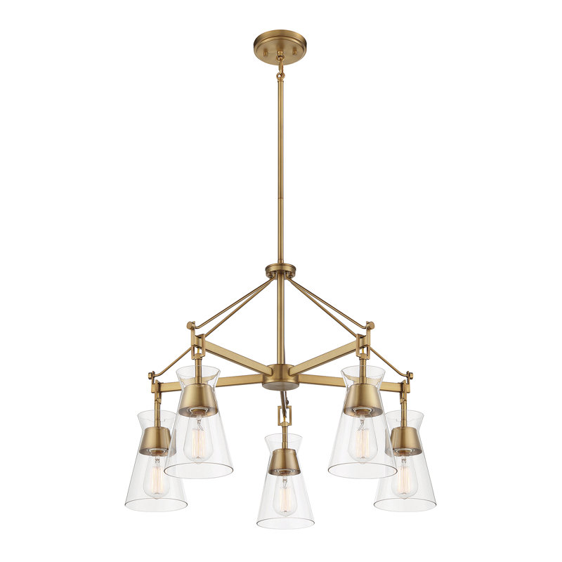 5-Light Chandelier in Brass, Brass
