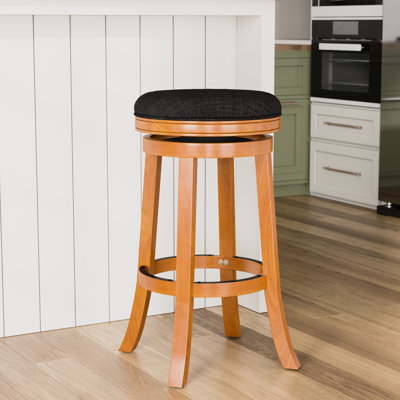 Tabouret de bar 30 po avec siège gris anthracite, style naturel - tabouret élégant, finition et coussin
