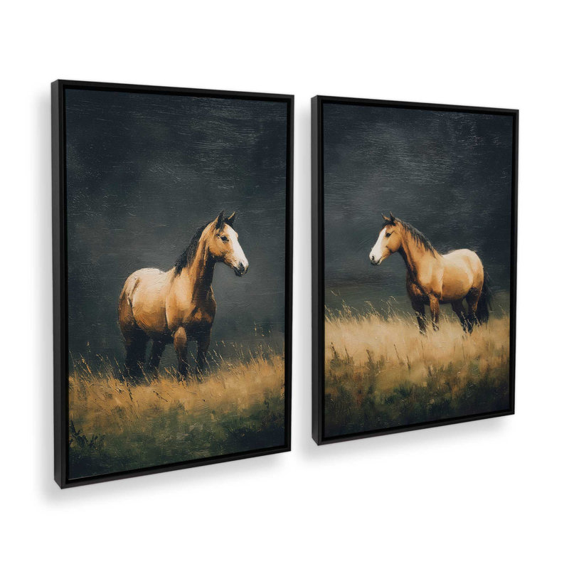 «Stand Tall Buddy», ensemble de 2 impressions, 30 po x 20 po, Toile avec cadre, Noir satiné