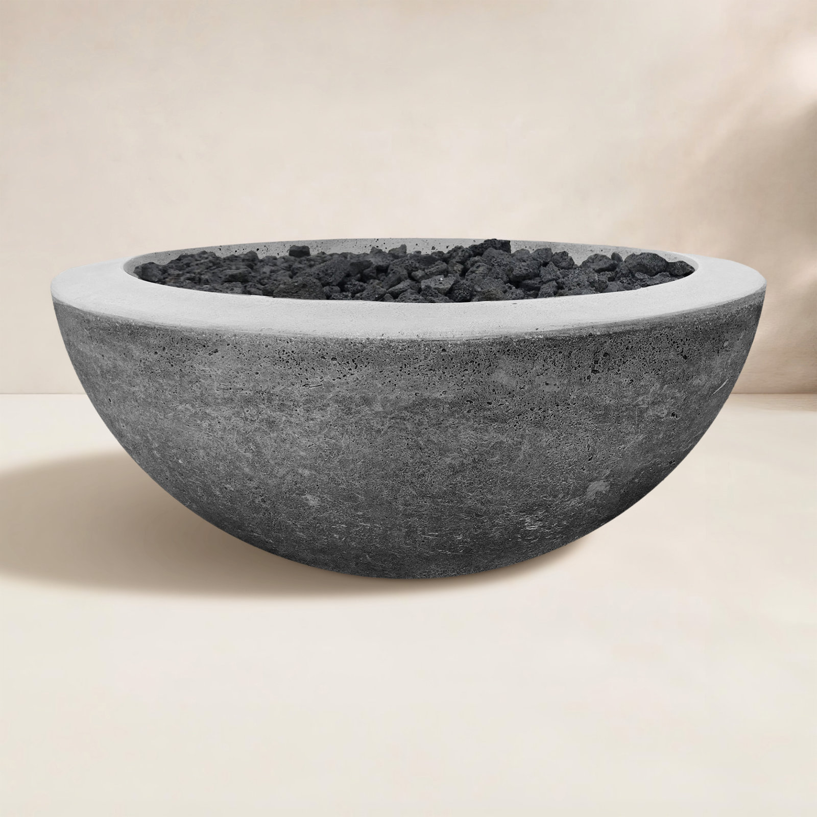 Round Fire Pit, Natural Gas, 18" H x 30" W x 30" D