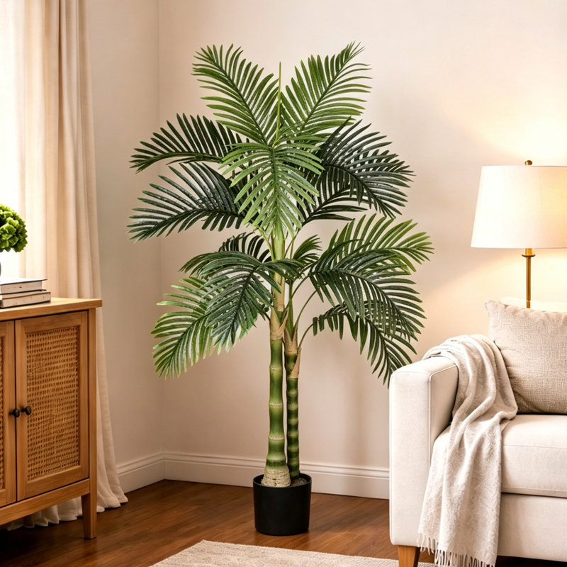 Palmier artificiel 5 pi avec pot pour décoration intérieure, 60 po x 39 po