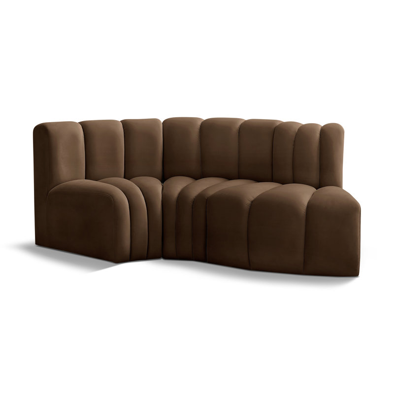 Hubertus Upholstered Curved Sectional Reversible, Brown Velvet