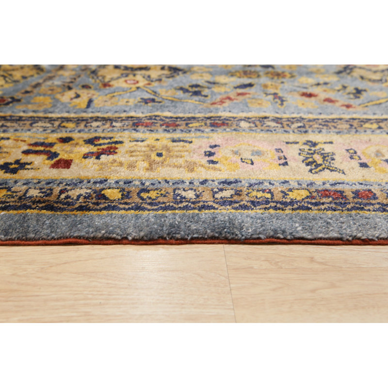 Tapis mohair traditionnel noué à la main bleu, Rectangle 9 pi x 12 pi