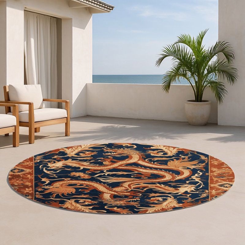 Tapis d'intérieur et d'extérieur brun français, Rond 5 pi