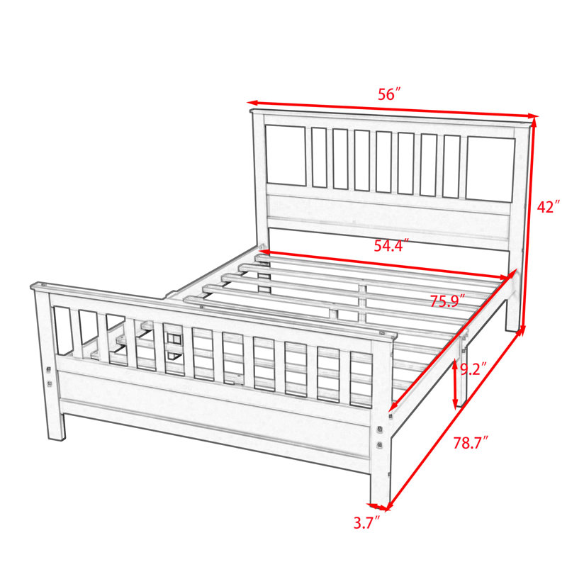 Lit plateforme en bois avec tête de lit et pied de lit Dwarozh, Blanc, Complète