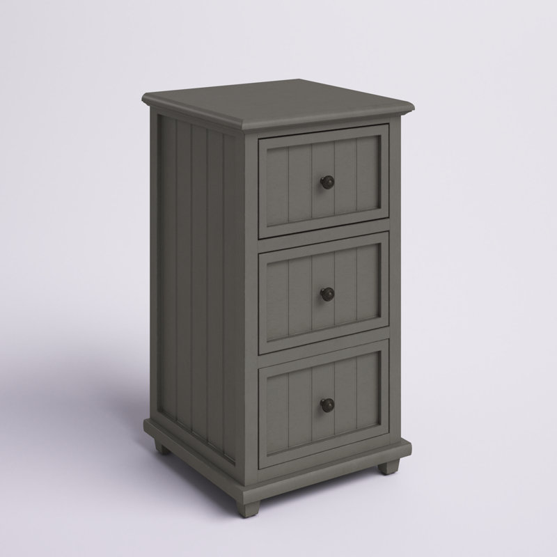 Table de bout à 3 tiroirs avec rangement Aniakudo, Gris ardoise