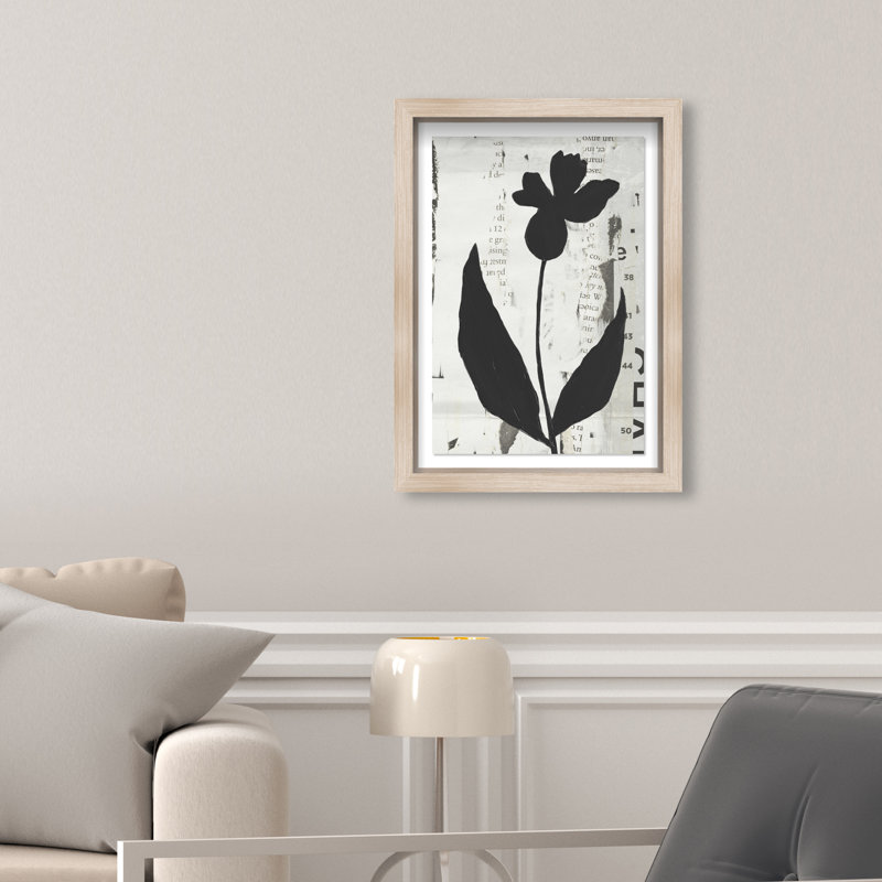 Single Orchid Shadowbox Abstract Print by Oliver Gal, Black Frame, 10 x 15, Natural Oak Shadowbox, 11.5"H x 16.5"W