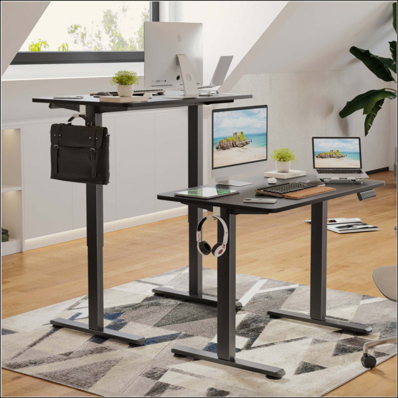 Bureau de travail électrique à hauteur réglable, Noir, Noir, H 47 po x l 40 po x P 24 po
