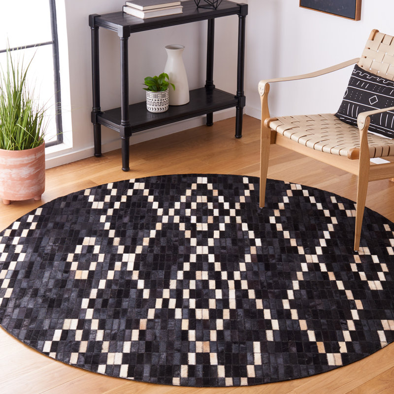 Tapis argyle en cuir Studio, Rond 6 pi