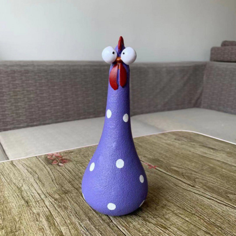 Statue de poulet, décorations de statue de poulet idiot avec long cou, ornement unique fait à la main pour la décoration de jardin