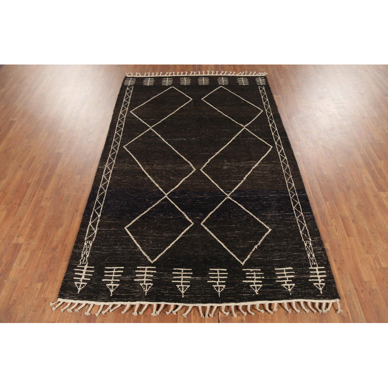 Tapis à motif treillis oriental brun foncé 6 x 10
