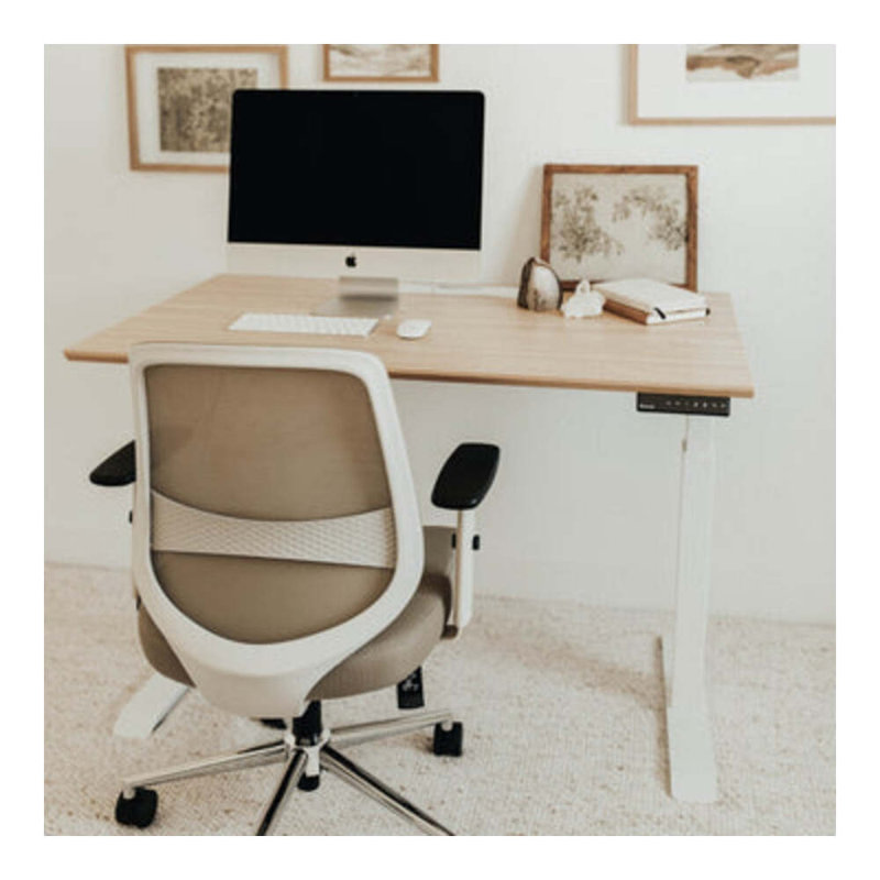 Standing Desk, Woodgrain, White, 52" H x 48" W x 30" D